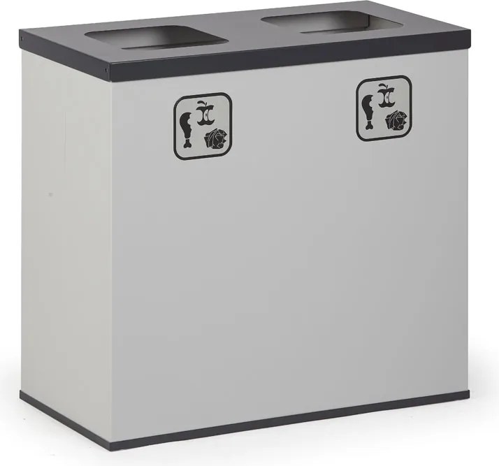 Alfa 3 Kôš na triedený odpad, stojan na odpadkové vrecia, sivá/tmavo sivá, 2x 42 l