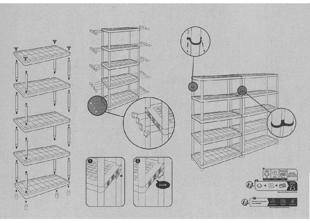 KIS-KETER Regál Tribac XL / 5 Plus 80kg / pol.