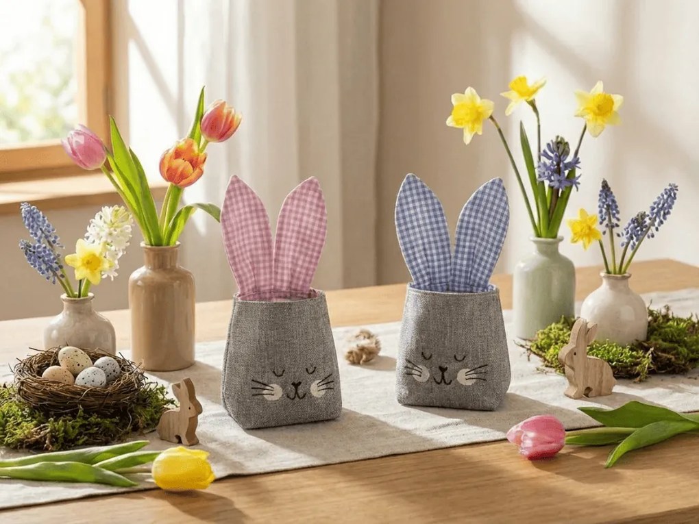 Látkový sáčok NATURO v tvare zajačika, 14x14 cm - viac variantov Farba: Modrá