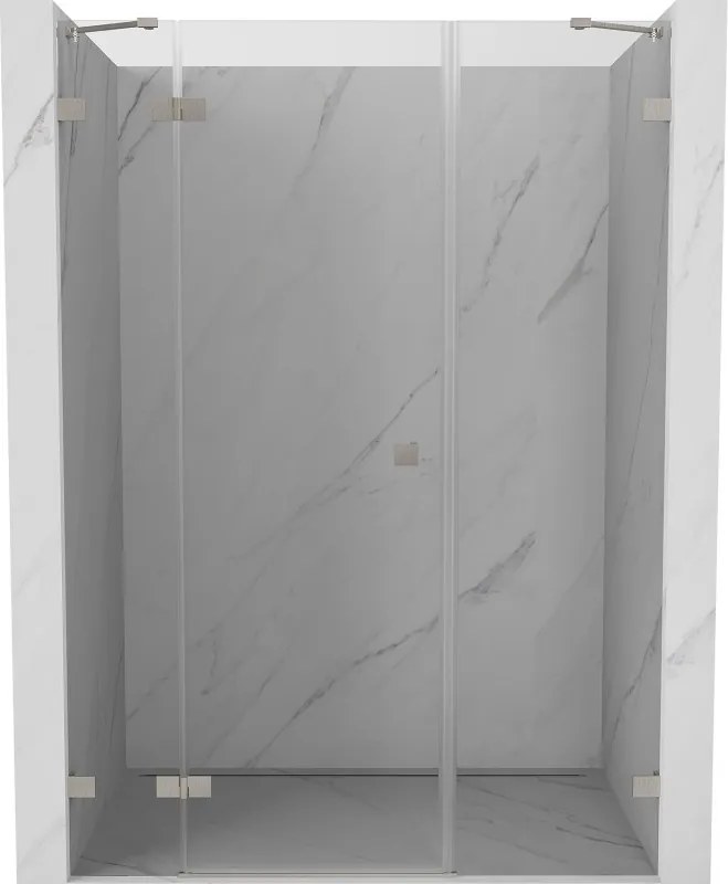 Mexen Lunar, ľavé otočné sprchové dvere 130 cm, 8mm číre sklo, oceľový profil, 834S-130-050-97-00-L