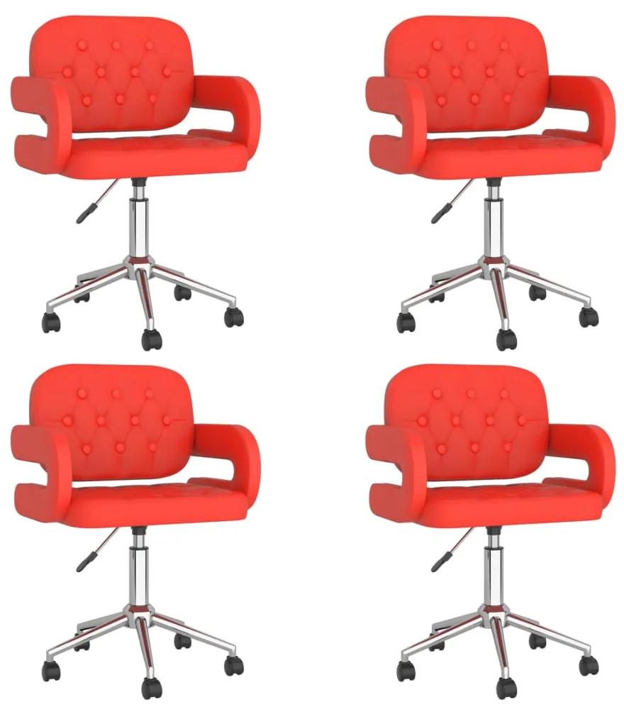 Otočné jedálenské stoličky 4 ks červené umelá koža 3089228