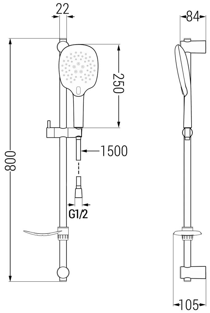 Mexen sprchový set DF22, chróm, 785224582-00