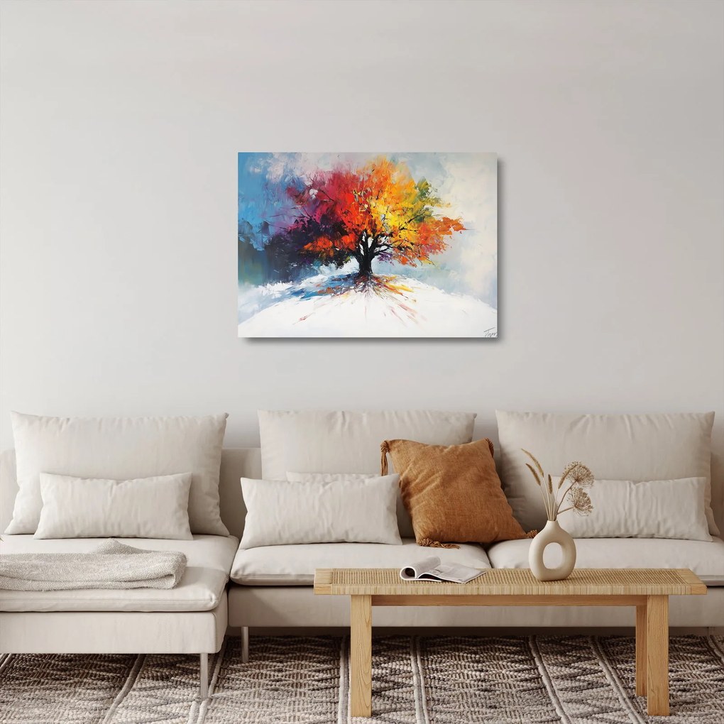 Sklenený obraz - Pestrofarebný strom (70x50 cm)