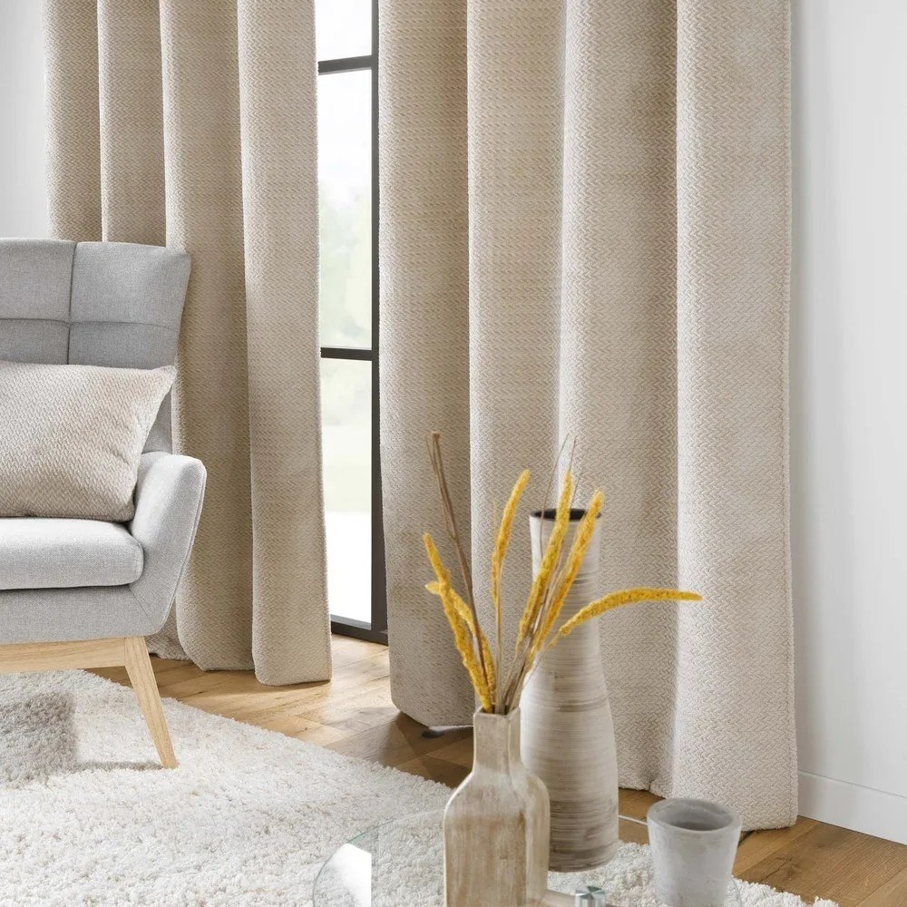 Béžový záves z mikroflanelu 140x240 cm Flanela – douceur d'intérieur