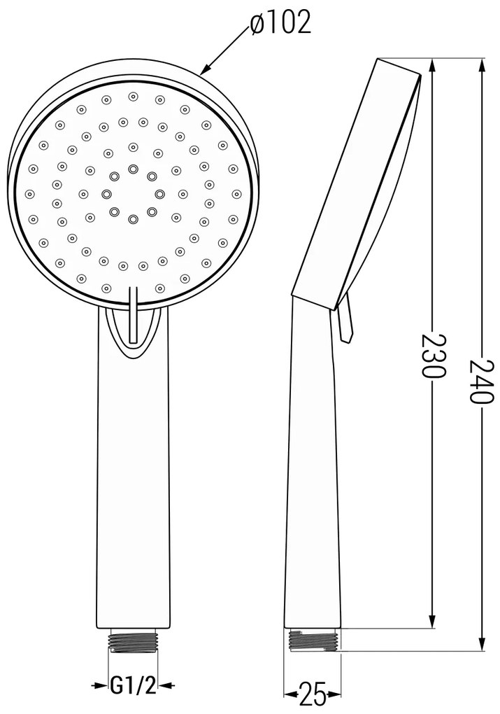 Mexen príslušenstvo - hlavica ručnej sprchy R75 Circle, 3-funkcie, chróm, 79575-00
