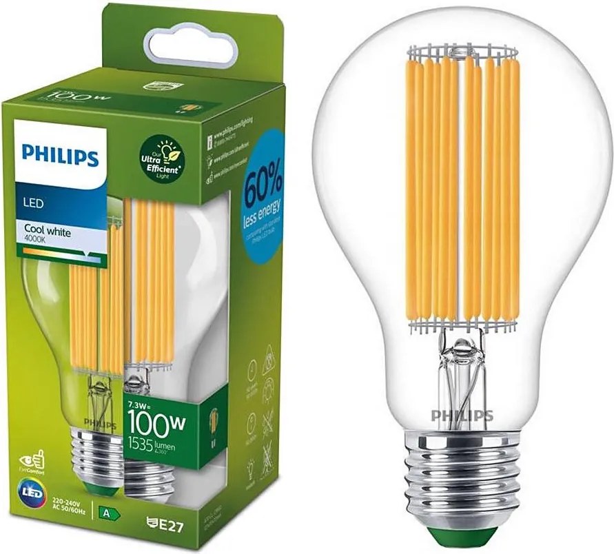 LED žiarovka ULTRAEFFICIENT FILAMENT Philips A60 E27/7,3W/230V 4000K