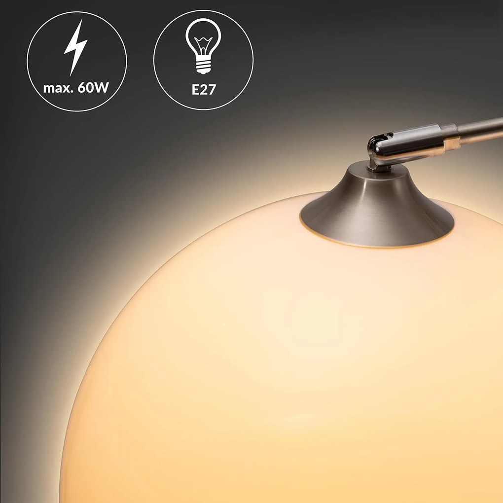 InternetovaZahrada Dizajnová oblúková stojanová lampa s mramorovou základňou - nastaviteľná 190 - 200 cm