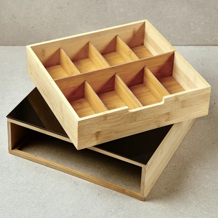 Kesper Stojan na kanvicu so zásuvkou, Organizér na čaj / kávové kapsule, čierne sklo