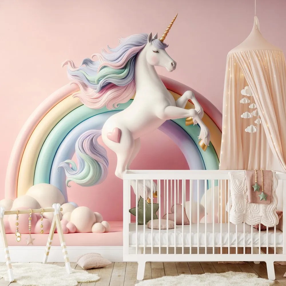 Fototapeta pastelový jednorožec v dúhe