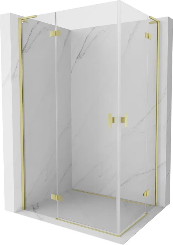 Mexen Mist-H L Duo, 2-krídlový sprchový kút 115 x 75 cm, číre sklo, zlatý matný profil, 8A5L-115L-075P-55-00