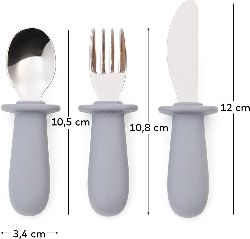 Modrý plastový/zo silikónu detský príbor 3 ks Lili – Kave Home