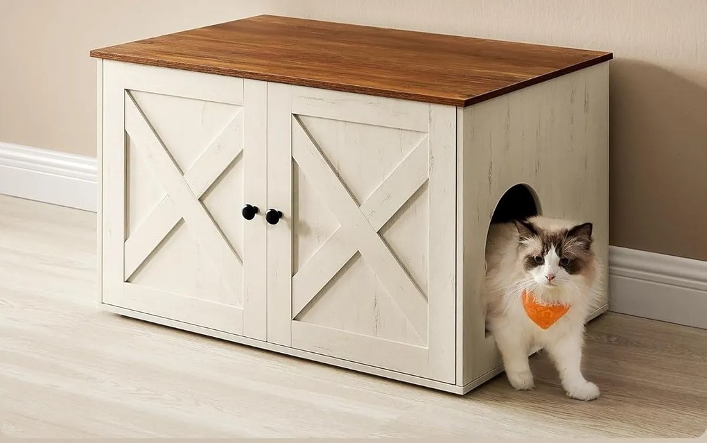 Kočičí toaleta Leader bílá/hnědá