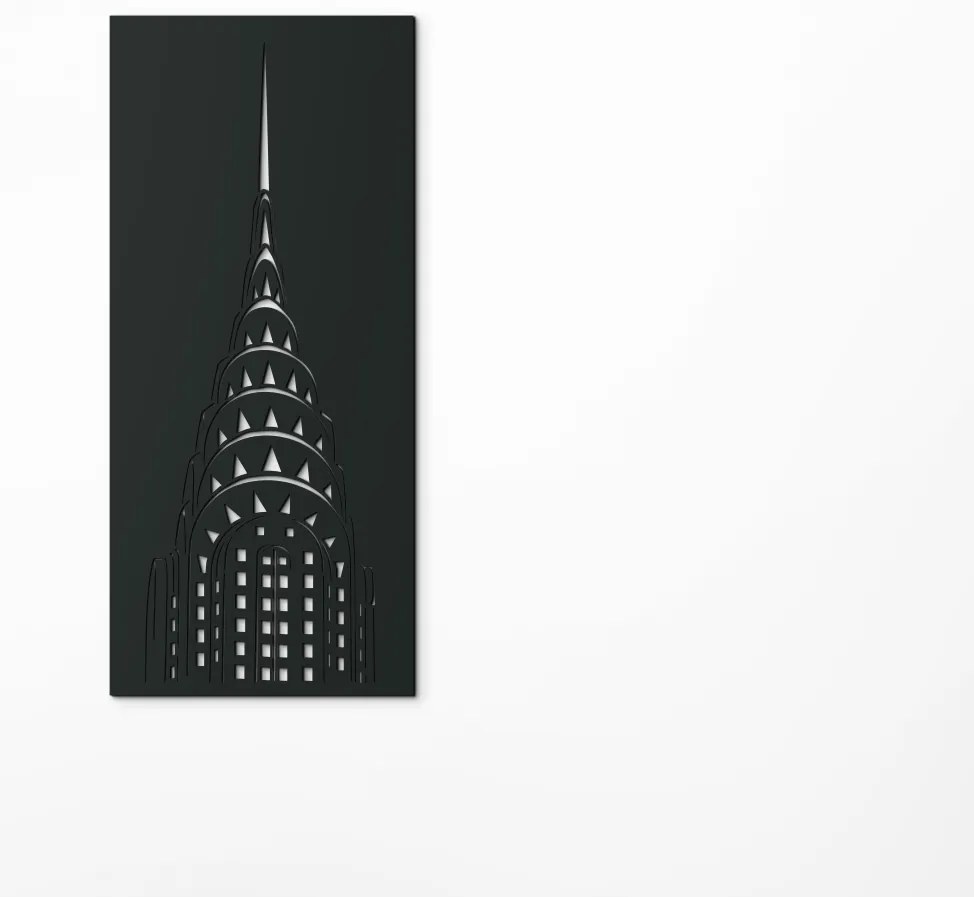 drevko Obraz Chrysler Building, New York Rozmer obrazu: 65 x 29 cm, Farba dekorácie: Čierna