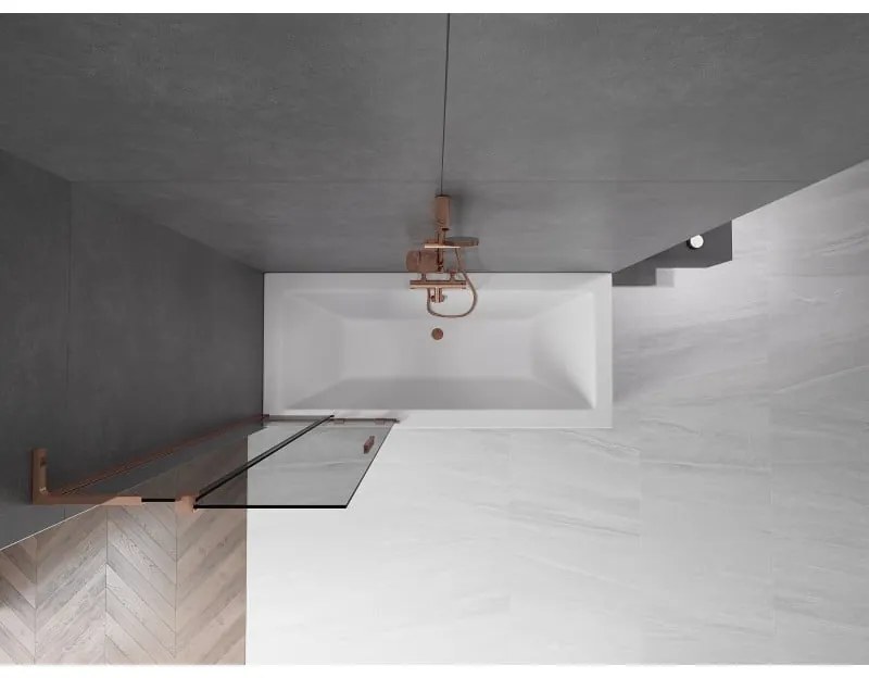 Mexen Velar L, 2-krídlová posuvná vaňová zástena 70 x 150 cm, 8mm šedé sklo, ružové zlato, 896-070-003-41-60