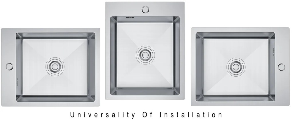 Erga HD, 1-komorový oceľový drez 400x500x210 mm, oceľová, ERG-MLS-HD4050