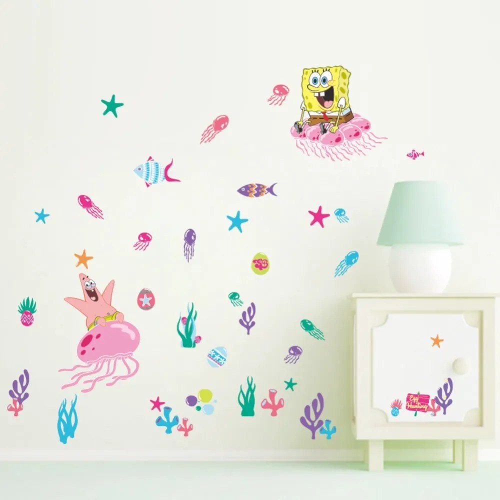 Veselá Stena Samolepka na stenu na stenu SpongeBob a hviezdica Patrick