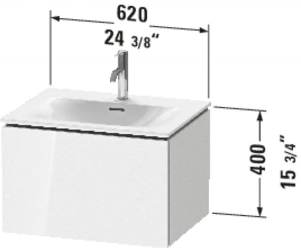 DURAVIT L-Cube závesná skrinka pod umývadlo, 1 zásuvka, 620 x 481 x 400 mm, biela vysoký lesk, LC613502222