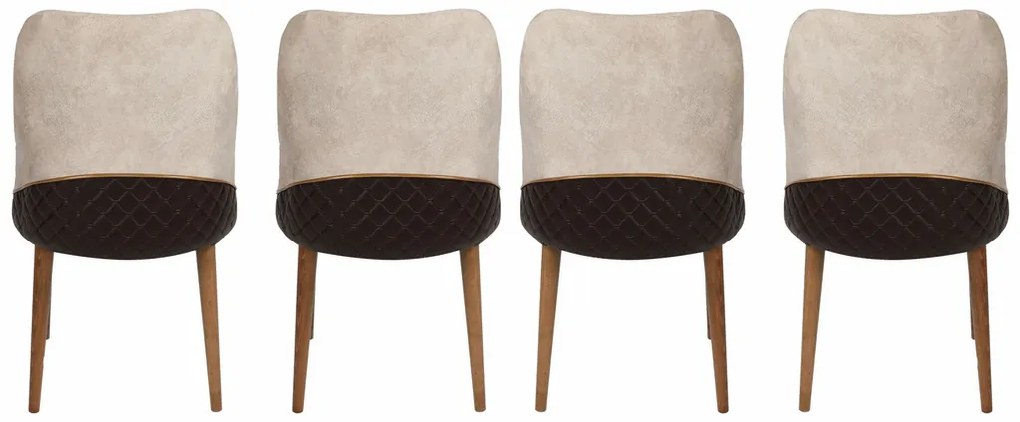 Sada jedálenských stoličiek Nova Cream and Walnut, 4 ks, 4 ks