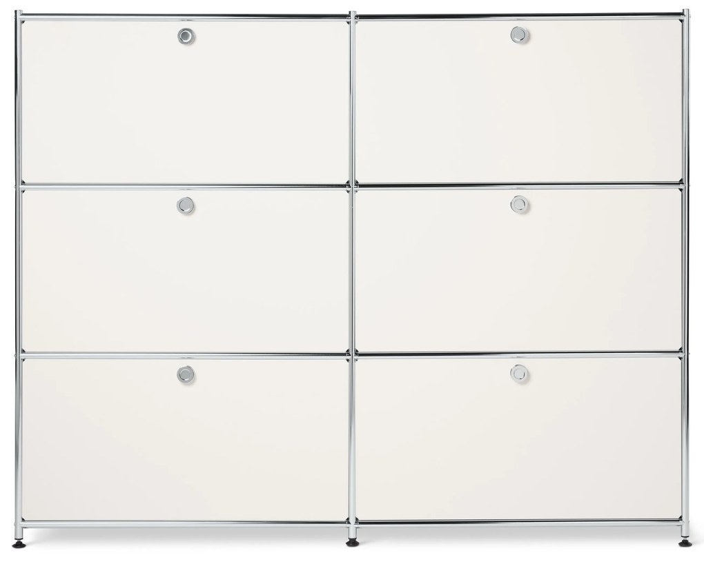 Veľká kovová komoda »CN3« so 6 výklopnými priehradkami, biela
