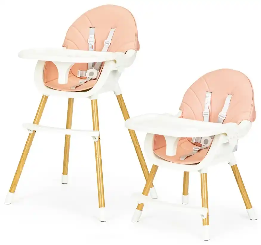 Detská jedálenská stolička 2v1 Colby EcoToys ružová | BIANO
