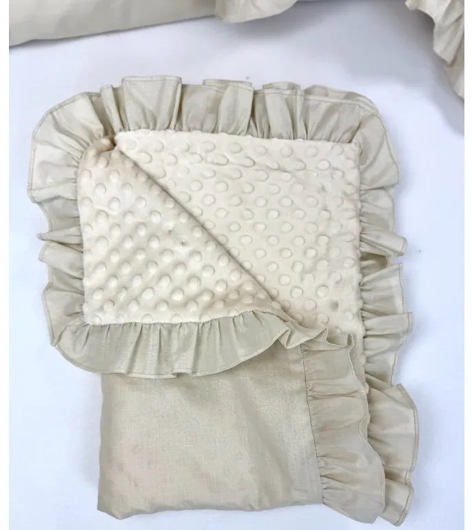 Set do kočíka béžový – deka a vankúšik, obojstranný 100% bavlna a hebká minky, pohodlie pre bábätko