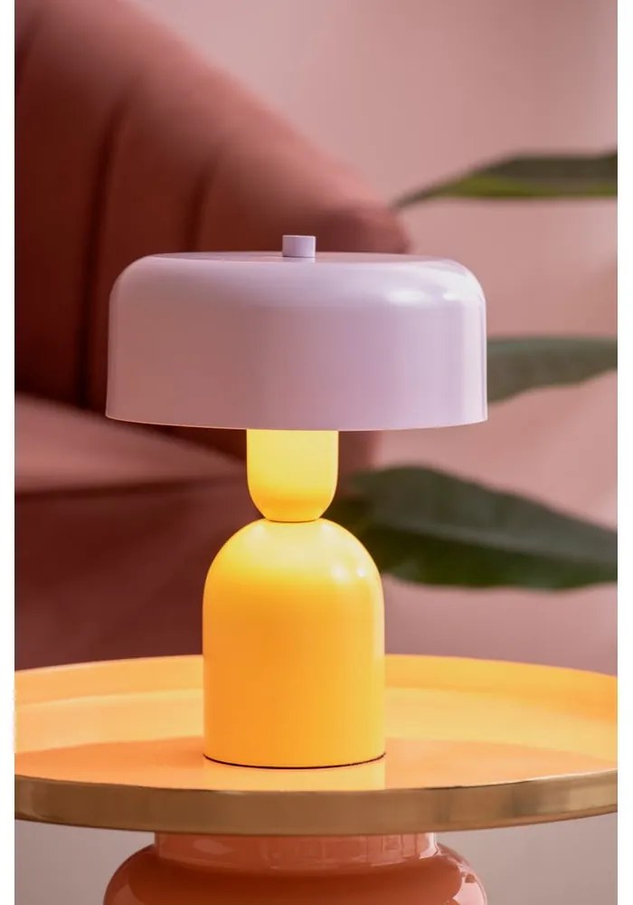 Žltá/fialová stolová lampa (výška 24 cm) Double Funky – Leitmotiv