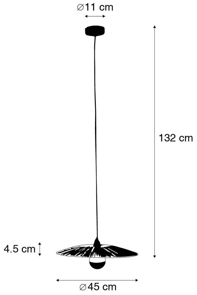 Rustikálne závesné svietidlo čierne s lanom 45 cm - Leia