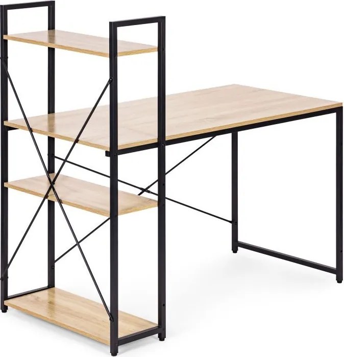 Pracovný a herný stôl s policami 120 x 60 cm čierna