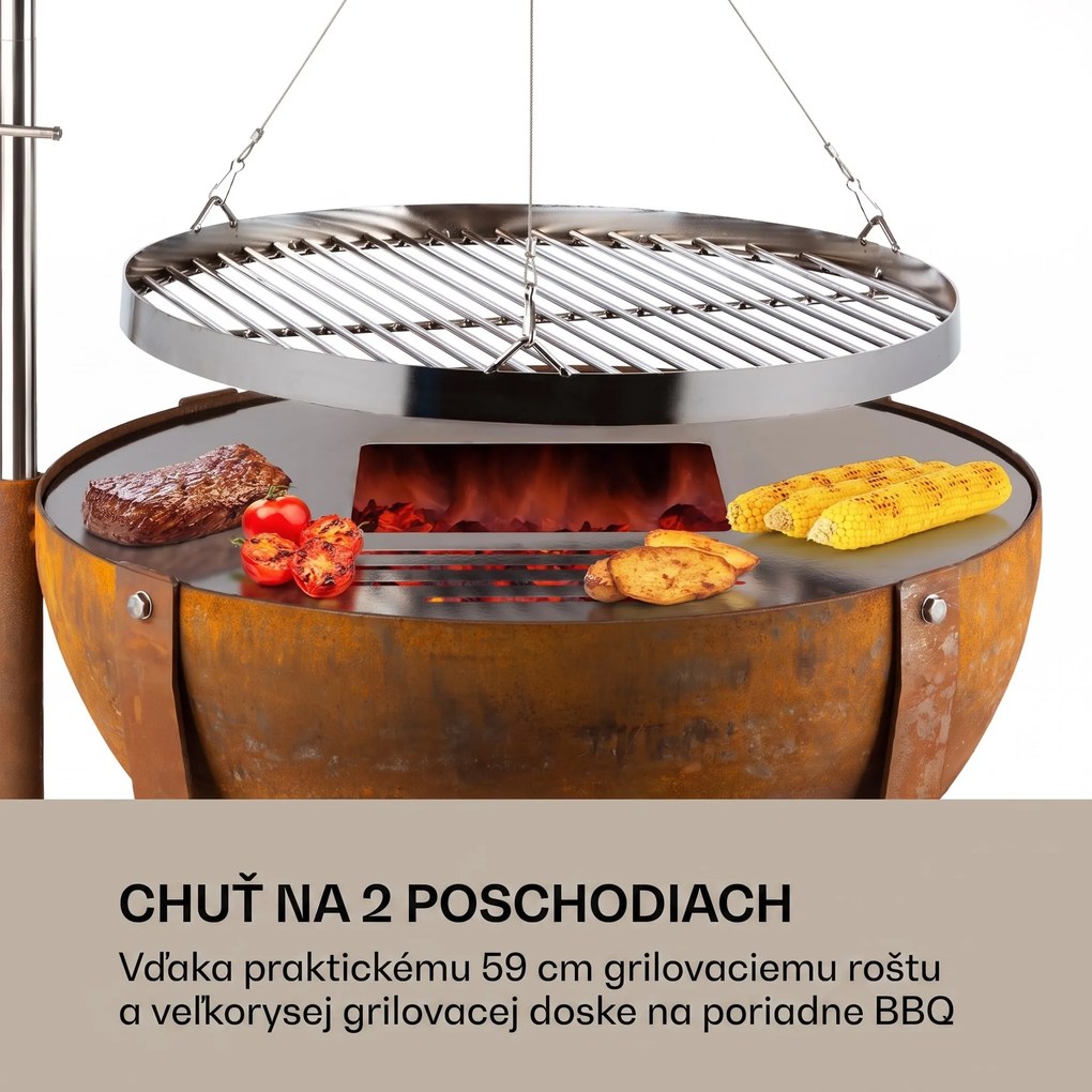 Blumfeldt Blum Fire Globe, ohnisko s grilom, Ø 60 cm, oceľ