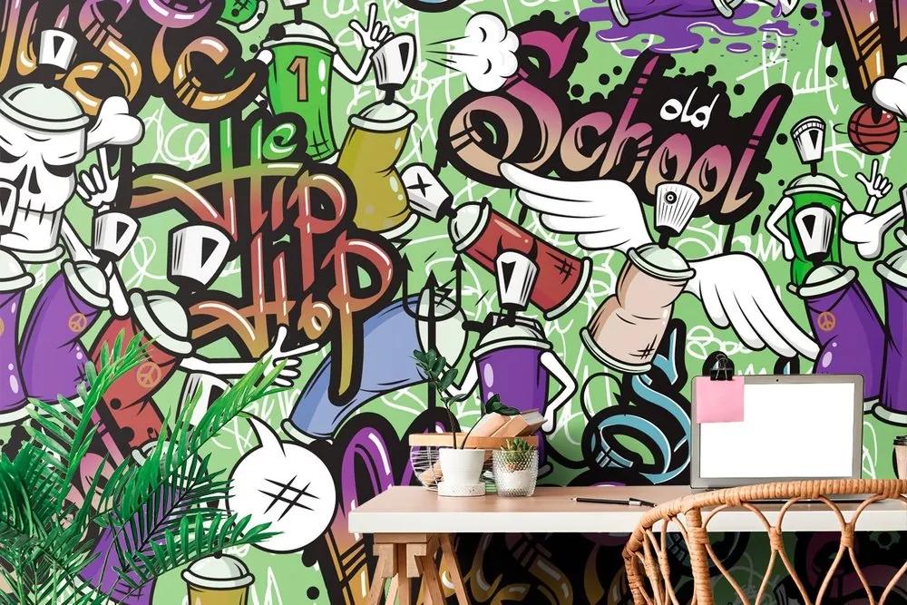 Samolepiaca tapeta veselý street art v zelenom - 450x300
