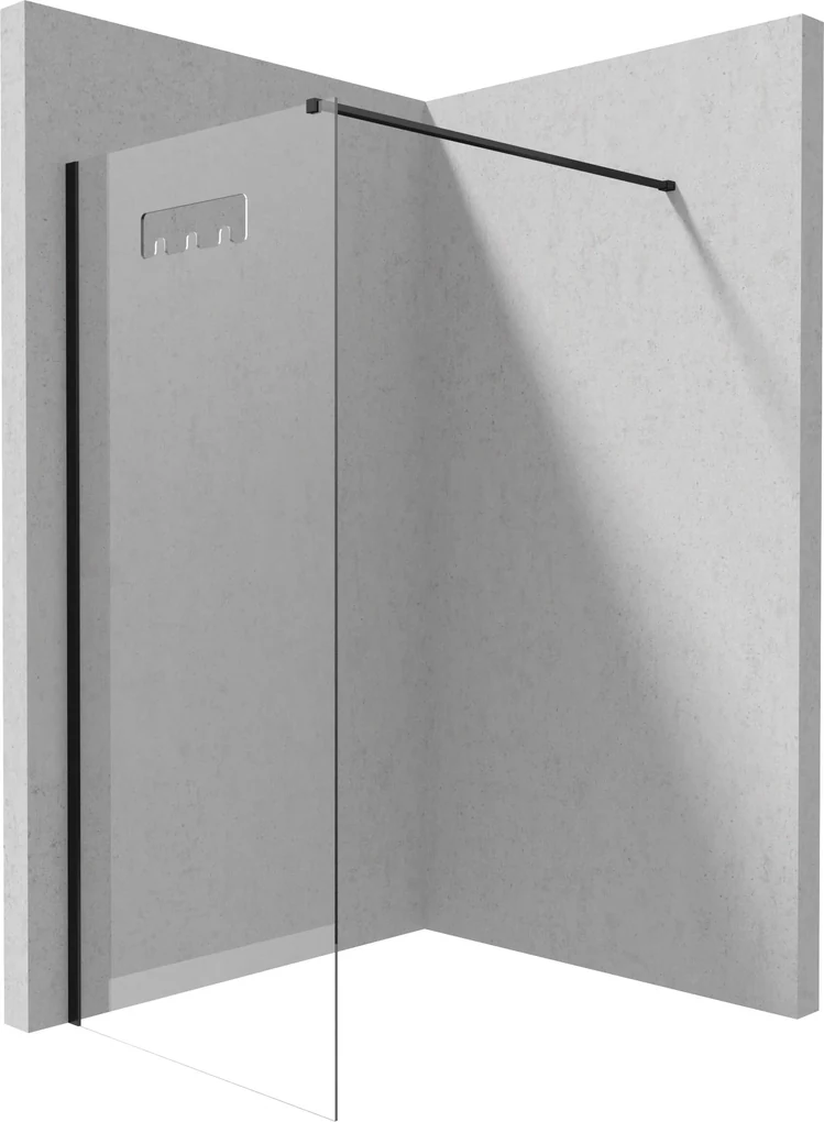 Deante Mokko, Walk-in sprchová zástena 100cm, výška 200cm, 8mm číre sklo s ActiveCover, čierny profil, KQM_N30P