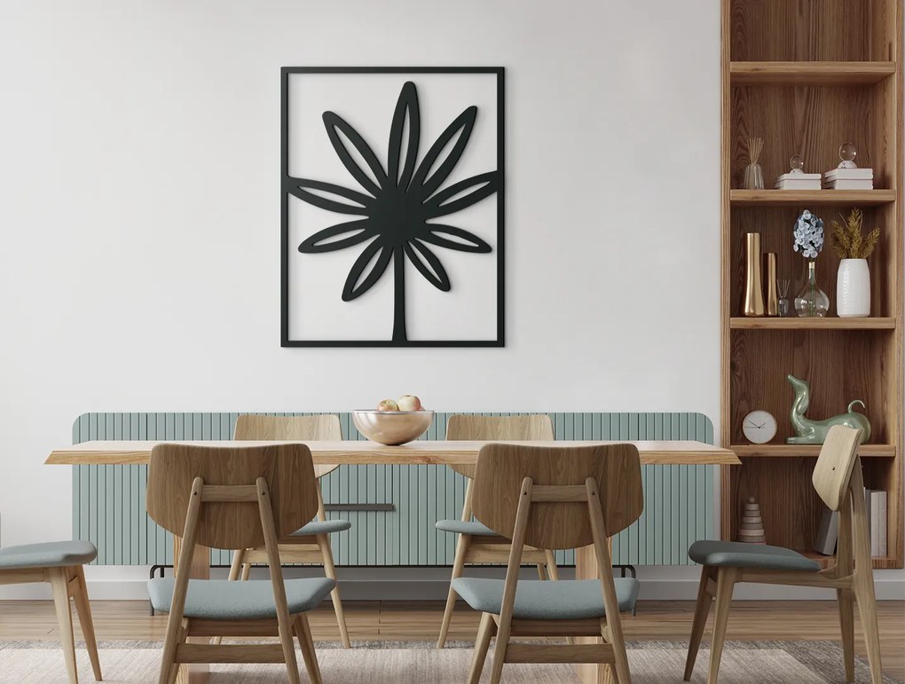 drevko Minimalistický obraz Kvet Rozmer obrazu: 41 x 32,5 cm, Farba dekorácie: Čierna