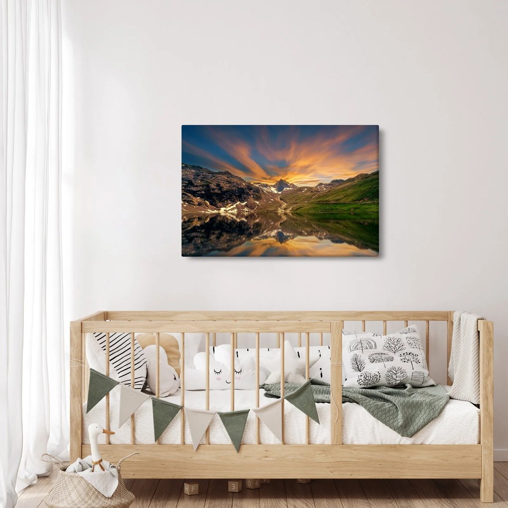 Obraz - Odraz v horskom jazere (90x60 cm)