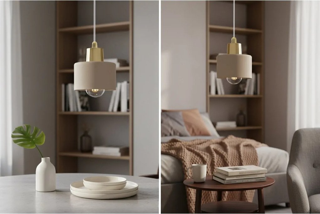 Závesné svietidlo Panta, 1x béžové kovové tienidlo, g