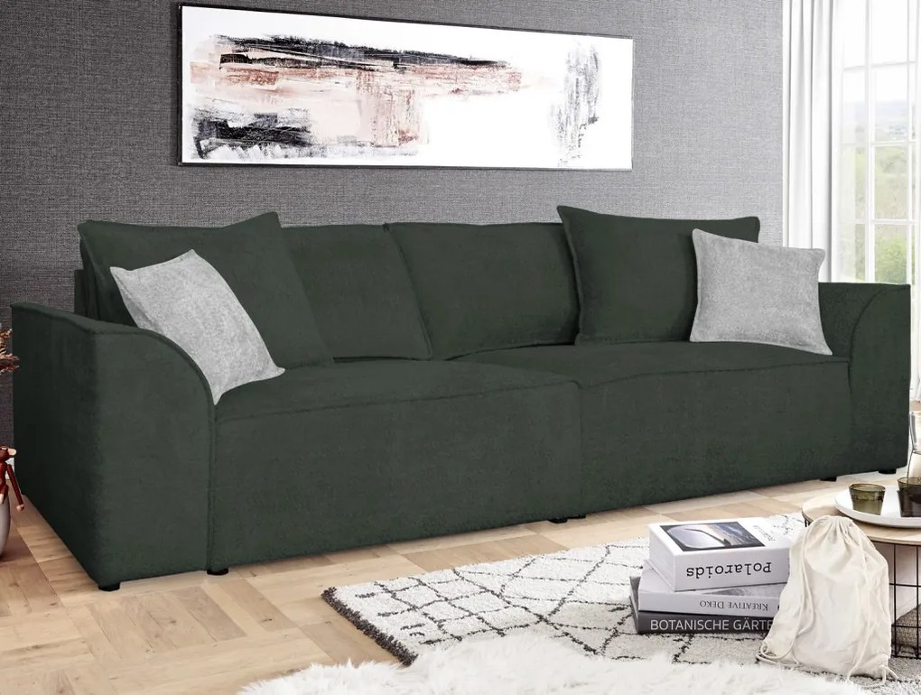 Pohovka John, tmavo zelená látka so štruktúrou