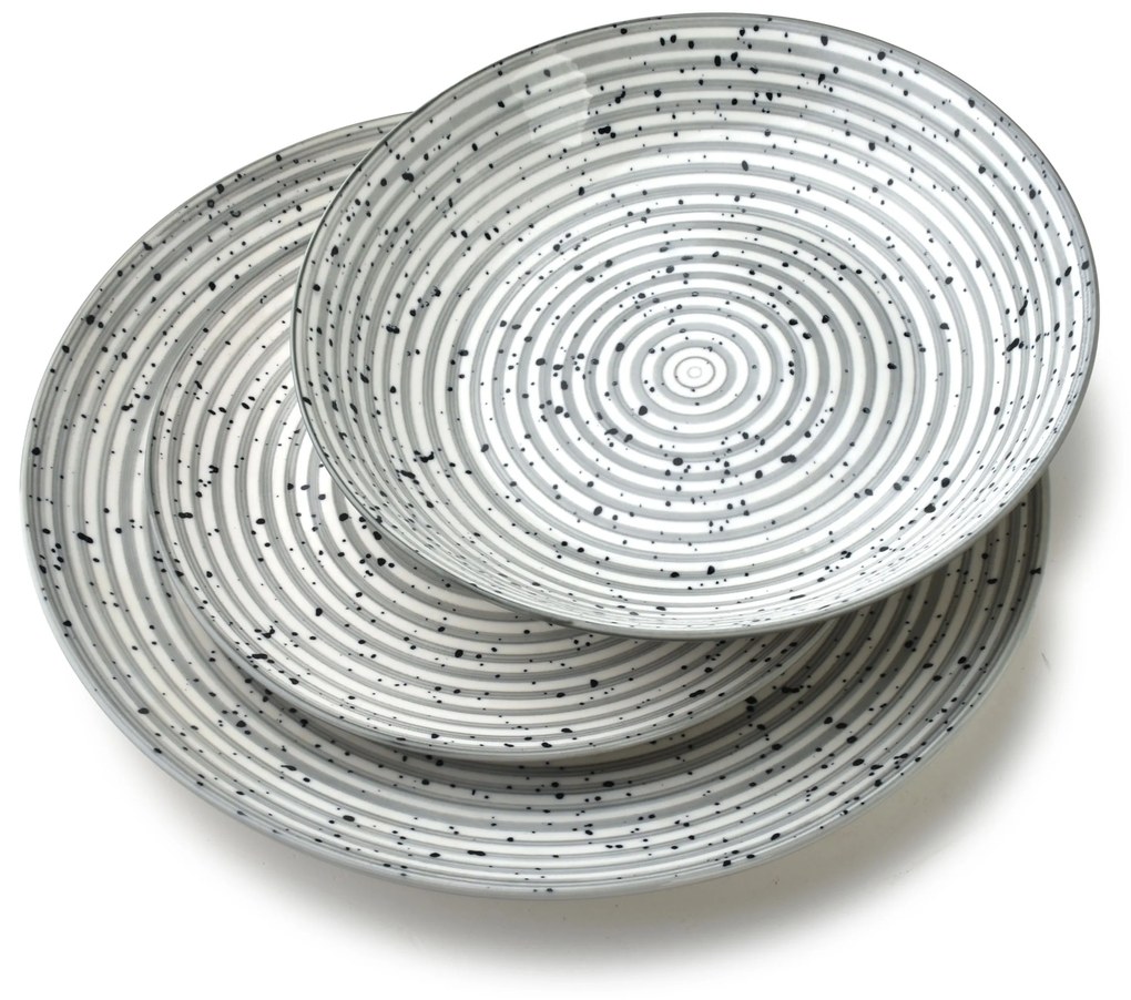 Porcelánová sada 18 ks STRIPES GREY šedá