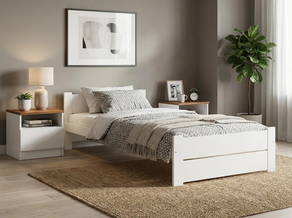 Posteľ IKAROS DOUBLE 80 x 200 cm, biela Rošt: S latkovým roštom, Matrac: Matrac COCO MAXI 20 cm