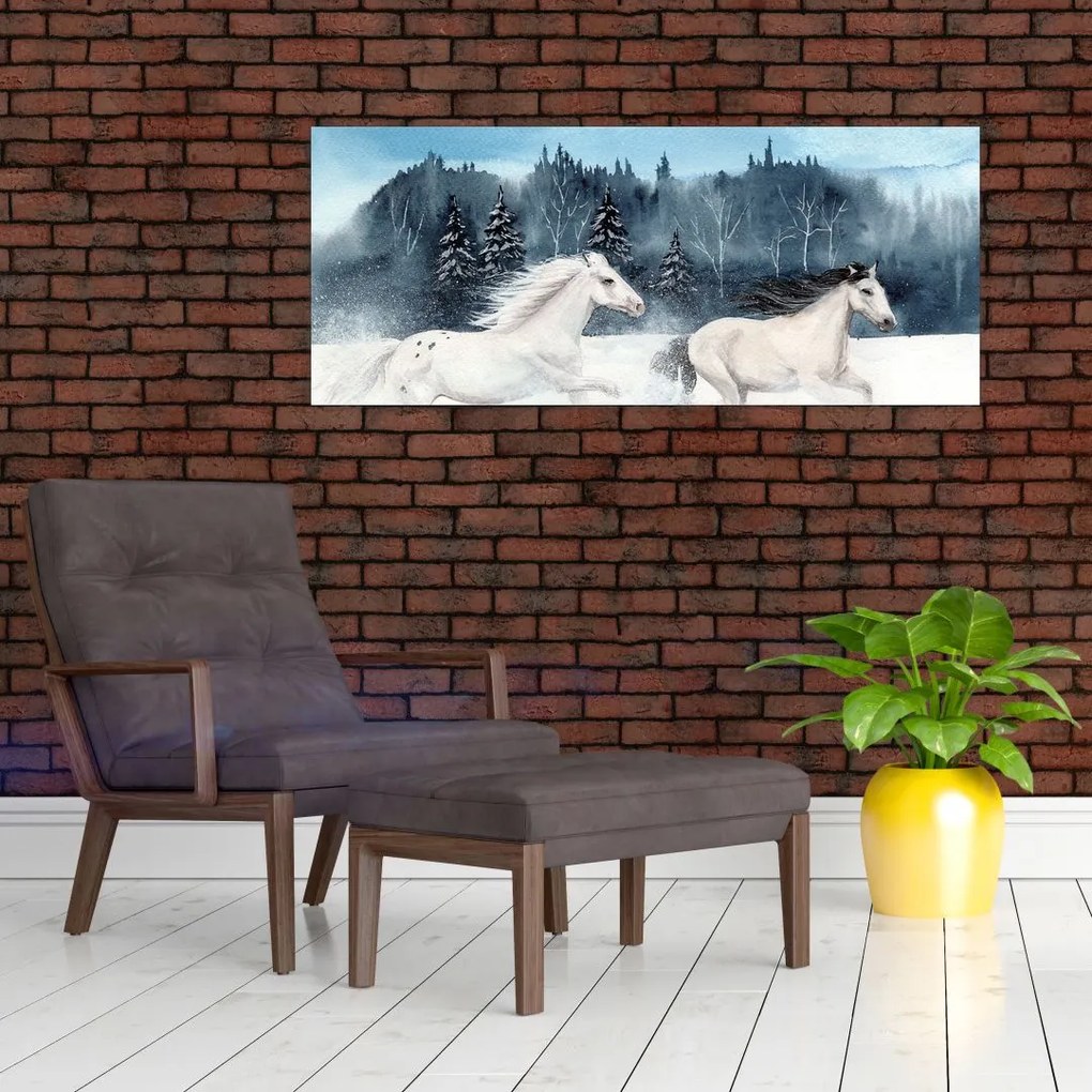 Obraz maľovaných koní (120x50 cm)