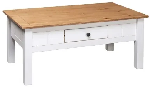 vidaXL Konferenčný stolík, biely 100x60x45 cm, borovica Panama Range-