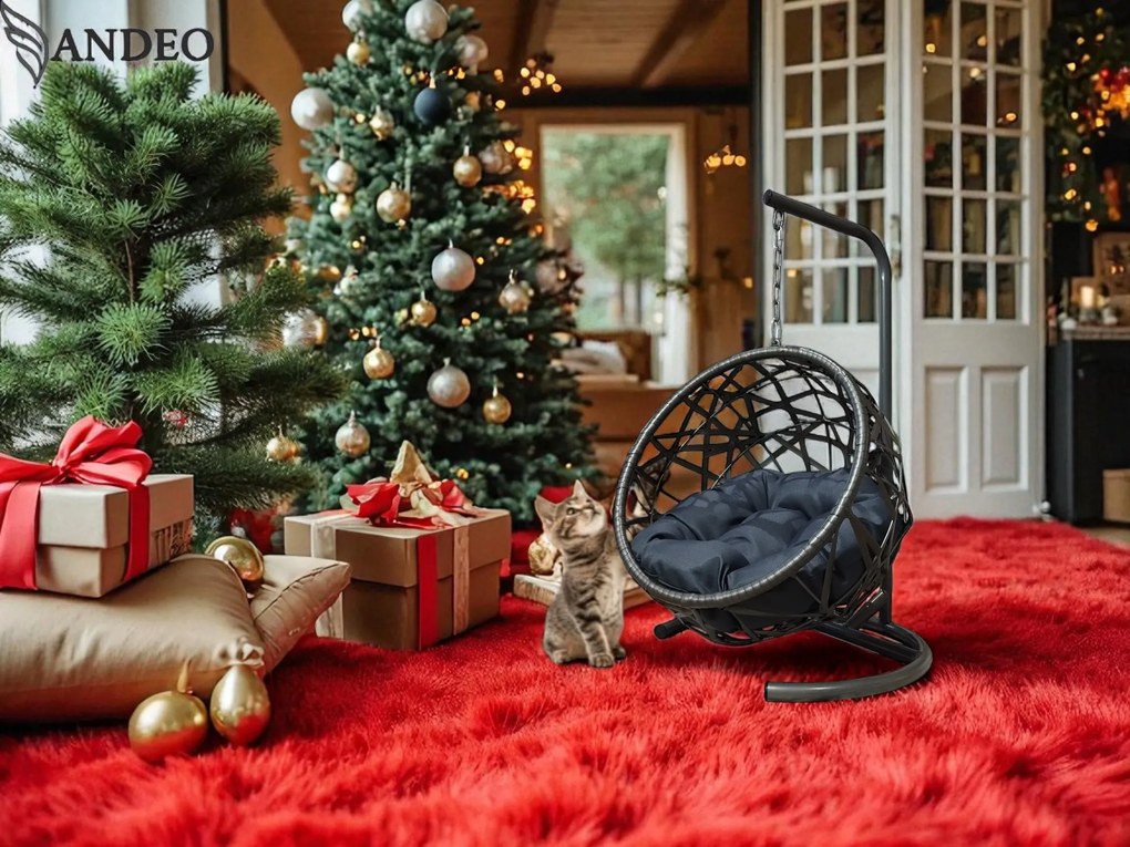 Závesné hojdacie kreslo pre mačky MOON - sivé