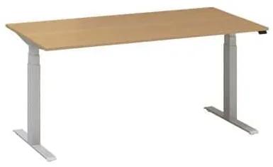 Výškovo nastaviteľný kancelársky stôl Alfa Up so sivým podnožím, 160 x 80 x 61,5-127,5 cm, dezén divoká hruška