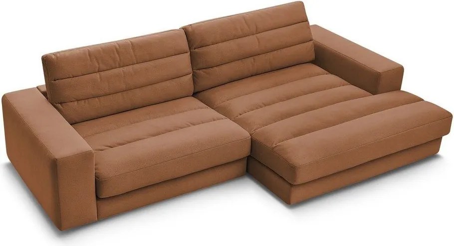 Oranžová zamatová rohová pohovka (pravý roh/s leňoškou) Sierra – Bobochic Paris