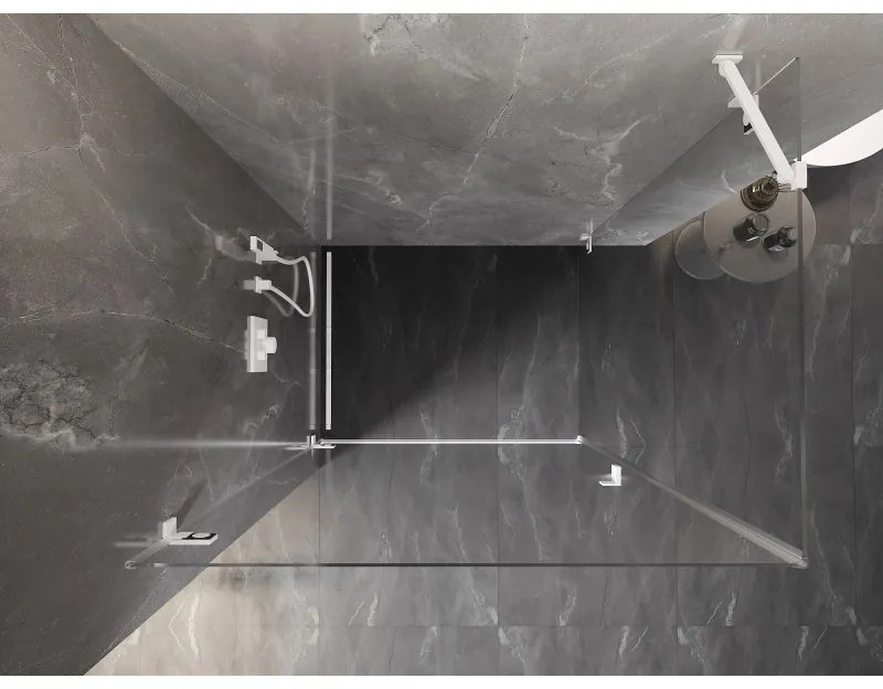 Mexen Lunar-B, výklopný sprchový kút ľavý 100 x 90 cm, 8mm číre sklo, biely profil, 832-100-090-20-00-L