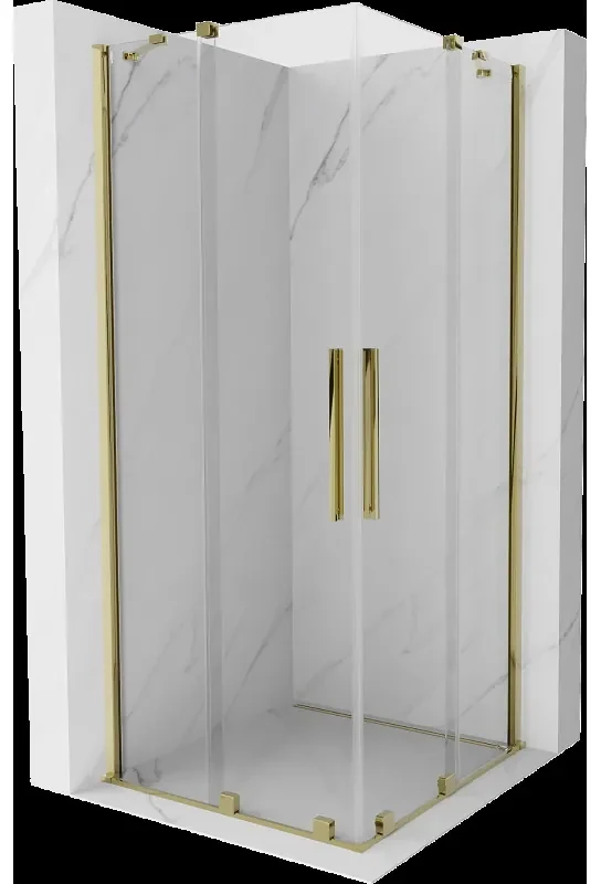 Mexen Velar Duo sprchová kabína, posuvné dvere 80 x 80 cm, Priehľadné, Zlatá - 871-080-080-02-50