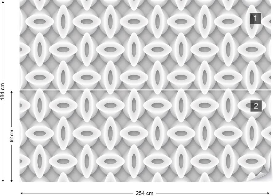 GLIX Fototapeta - 3D Abstract Pattern Grey And White Vliesová tapeta  - 254x184 cm