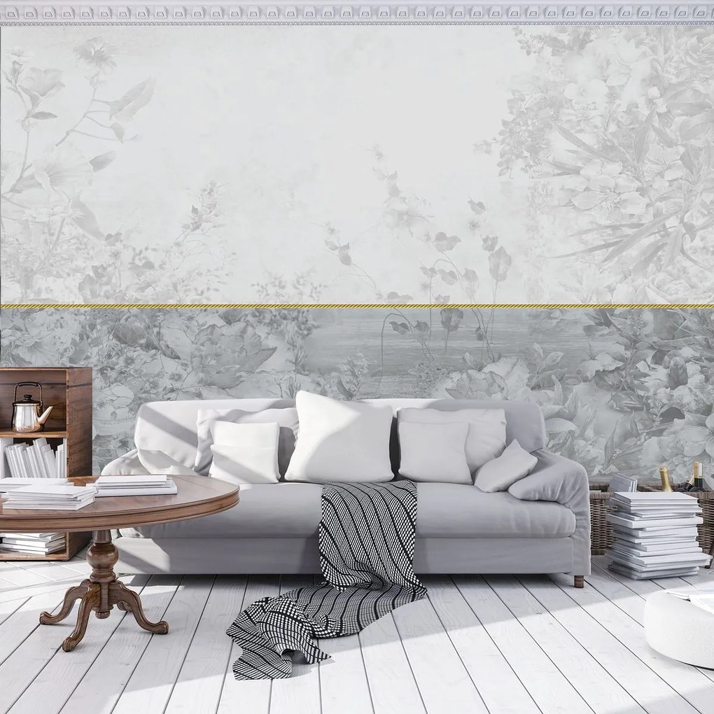 Fototapeta - Kvety na šedom pozadí (254x184 cm)