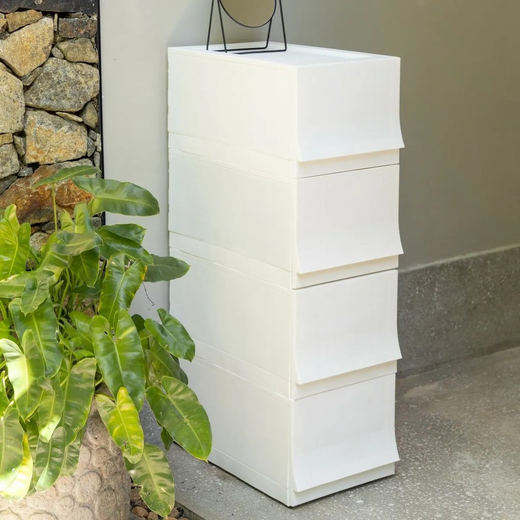 Modulárny úložný box Wave Snow s kolieskami 54,6 x 43,4 x 22 cm, široký - 1 zásuvka - kolieska