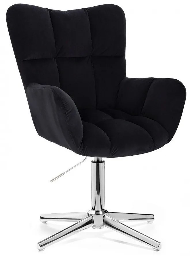 LuxuryForm DESIGN Otočné kreslo AURORA VELUR na striebornom kríži - čierne