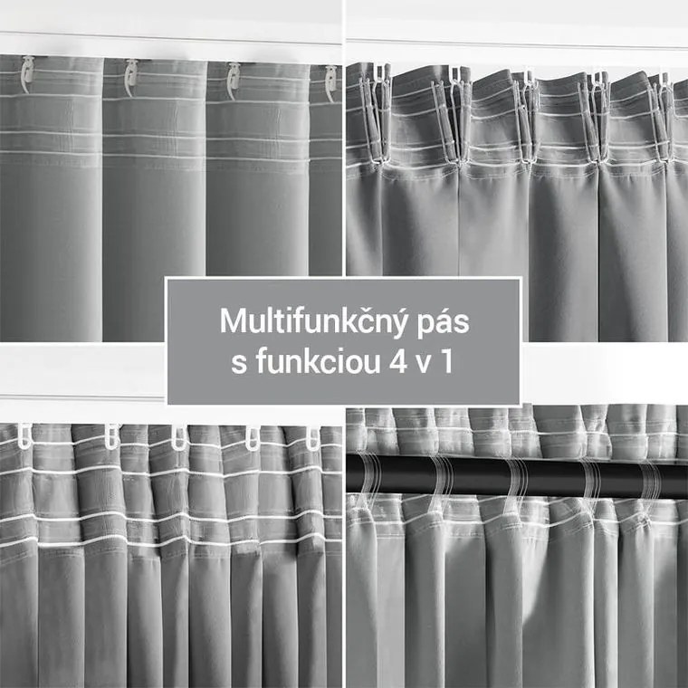 Zatemňovací záves blackout RESTILO strieborný 140 x 245 cm sada 2 ks