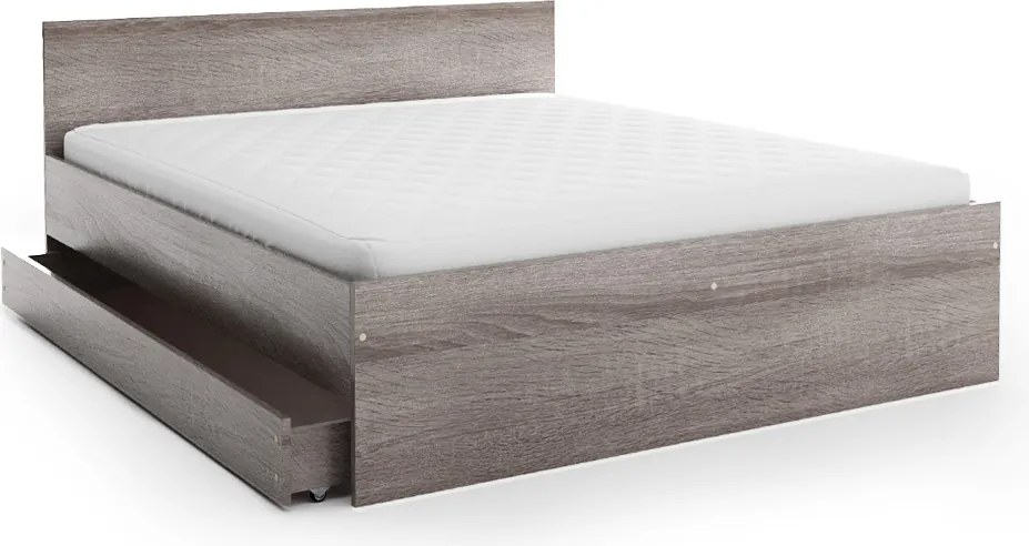 Posteľ ELISA 180 x 200 cm, dub lanýž Rošt: S lamelovým roštom, Matrac: Matrac DELUXE 10 cm